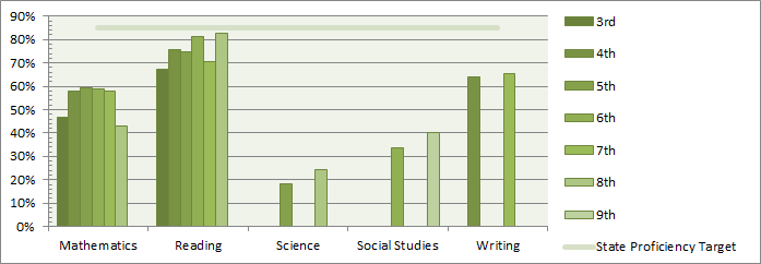 Academic Performance on State Assessments - MEAP (2013-2014) Bar Graph