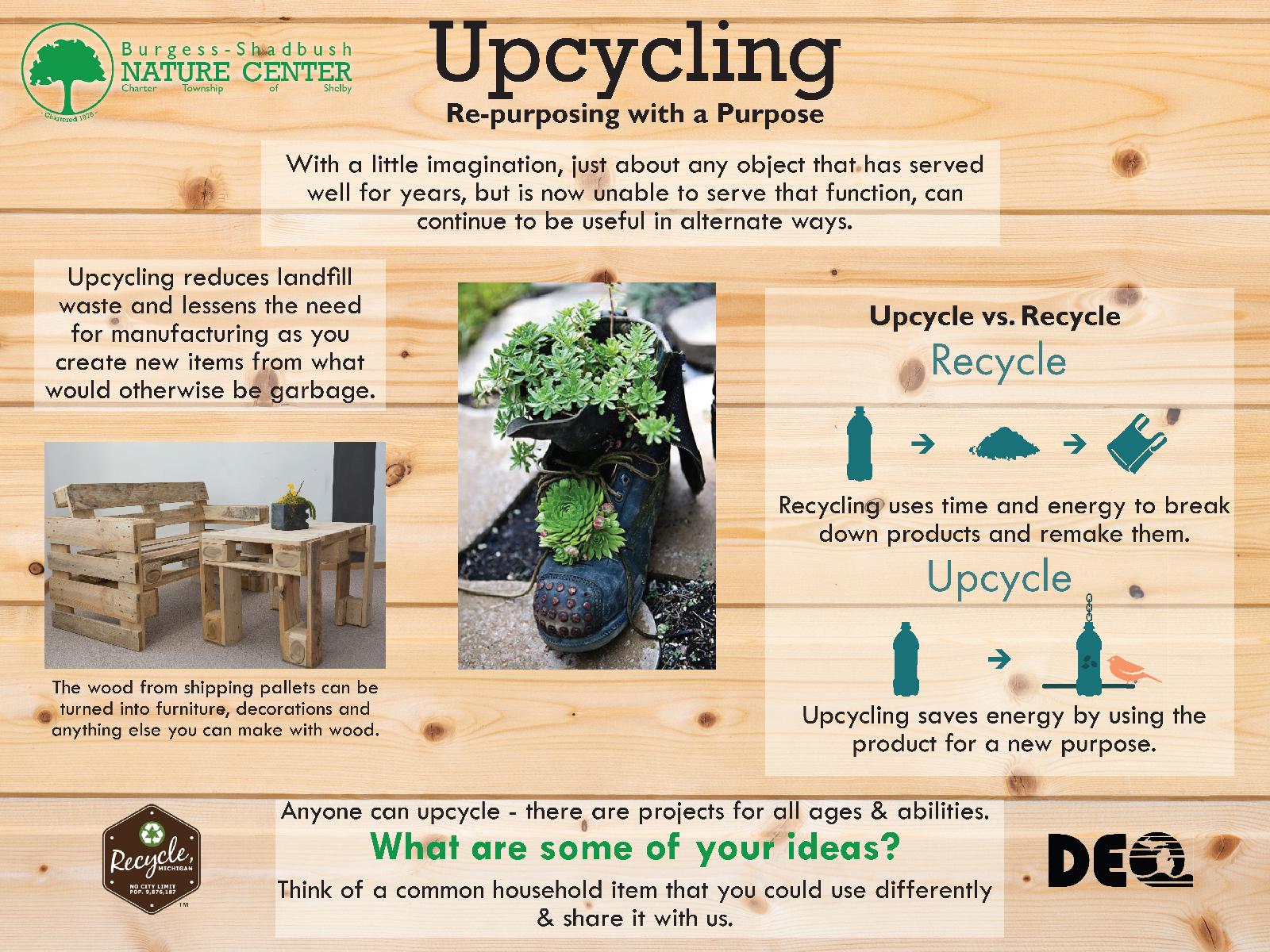 Upcycling: Re-purposing with a Purpose