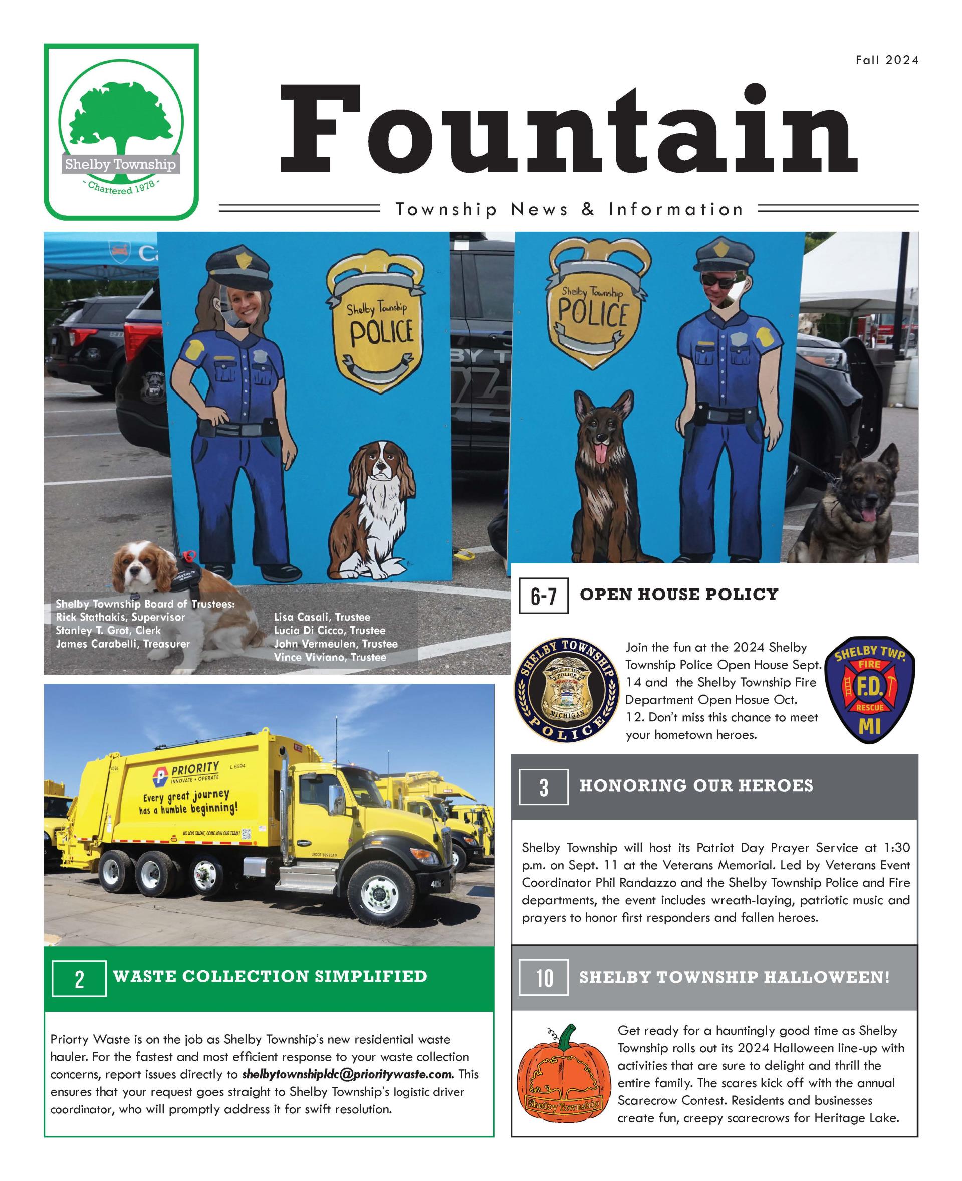 Fall 2024 Shelby Township "Fountain" newsletter